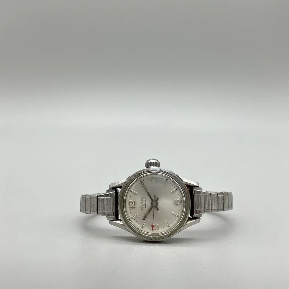 Vintage Wyler Incaflex Womens Watch 22mm Silver Dial Manual Wind Stainless Band